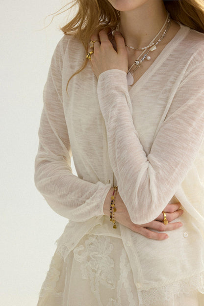 Elise French Vintage V-Neck Cardigan