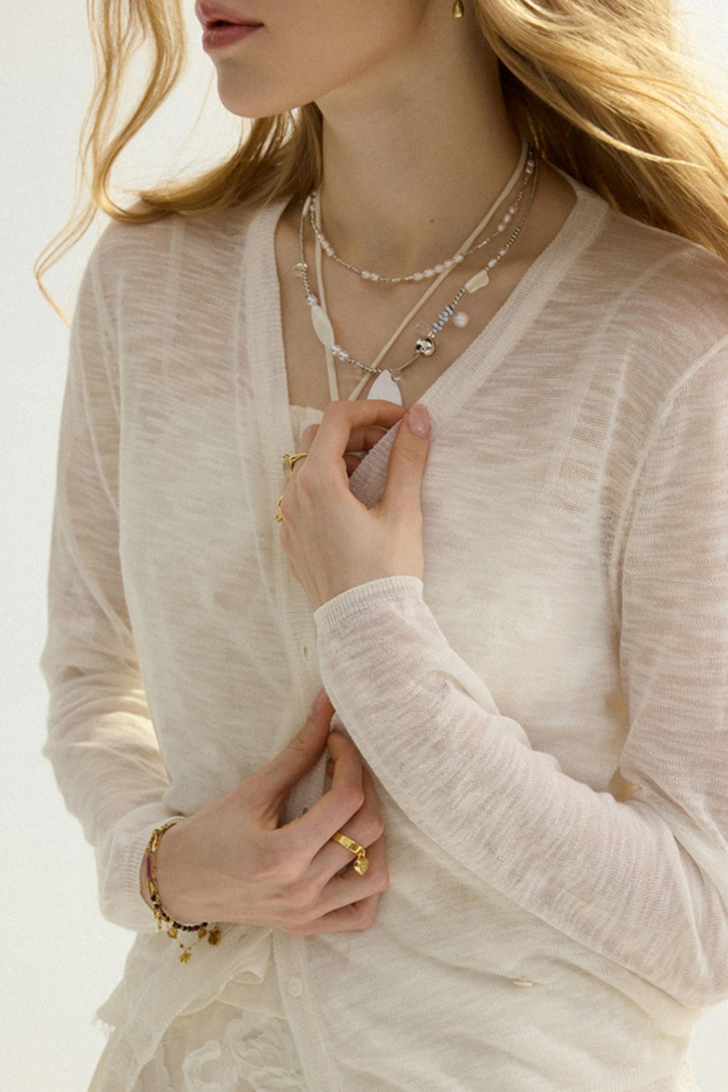 Elise French Vintage V-Neck Cardigan