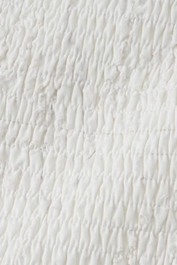 Romantic Eyelet Lace Pleated Mini White Dress