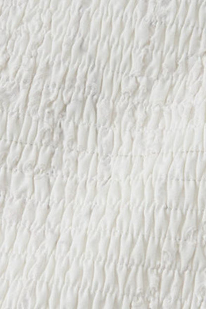 Romantic Eyelet Lace Pleated Mini White Dress