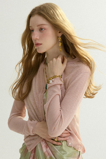 Elise French Vintage V-Neck Cardigan