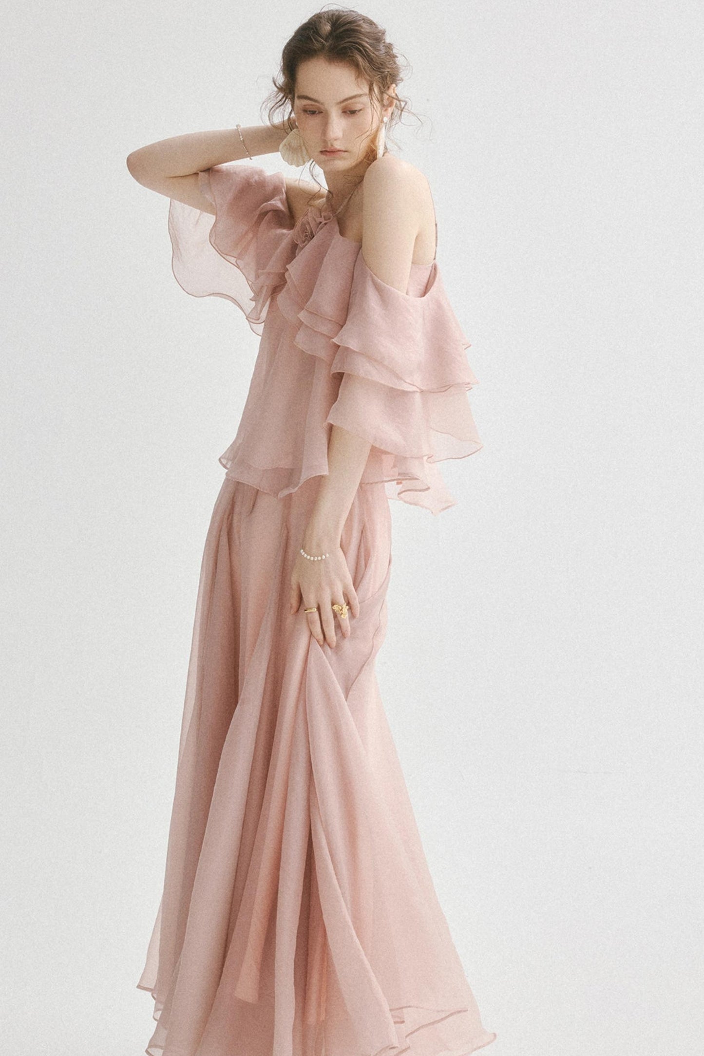Aria French Vintage Two-Piece Halter Top & Maxi Skirt Co-Ords