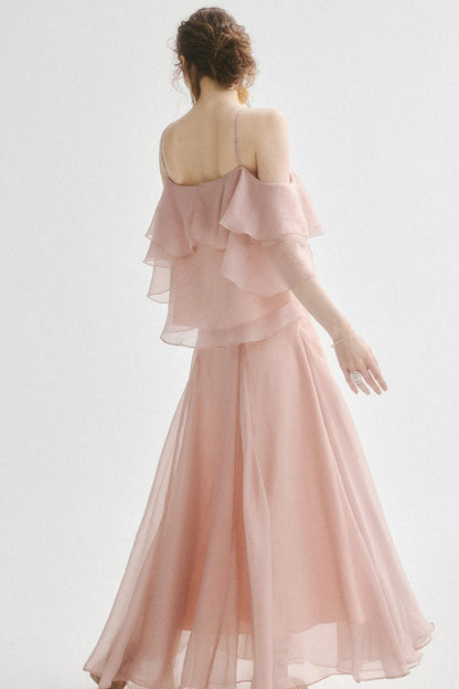Aria French Vintage Two-Piece Halter Top & Maxi Skirt Co-Ords