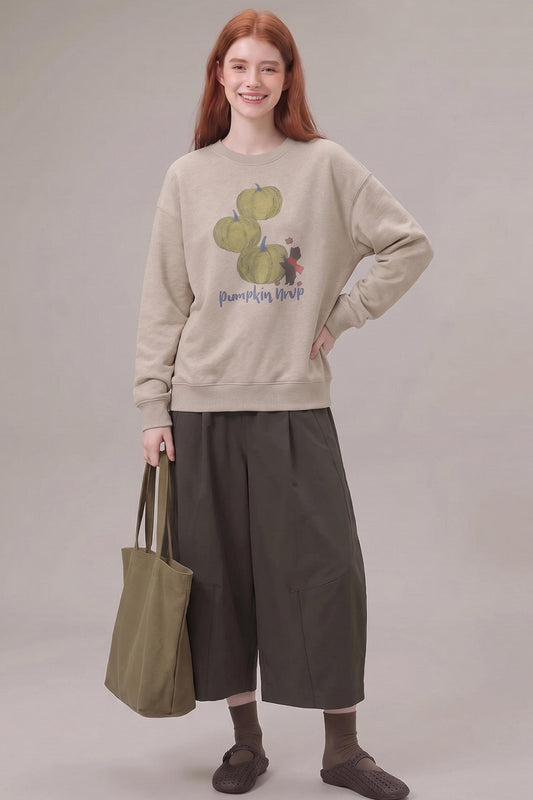 Autumn Pumpkin Sweatshirt & Army Green Pants Set