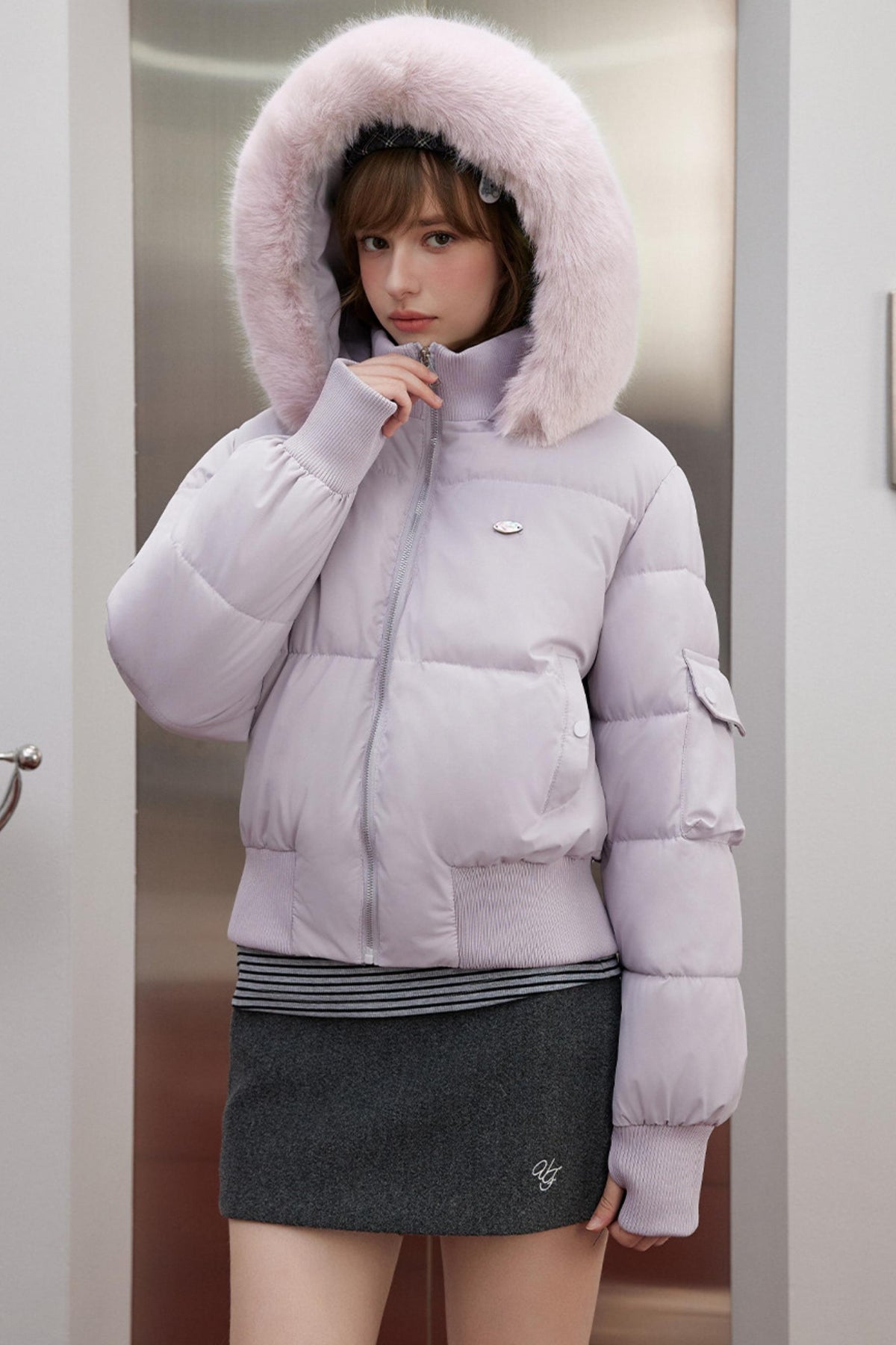 Fur Collar Short Puffer Jacket