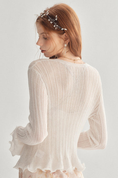 Lightweight V-Neck Knitted Sun Protection Cardigan Cover-Up