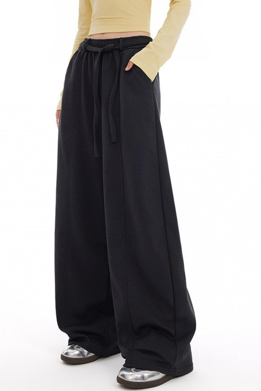 Gray Wide Leg Casual Pants