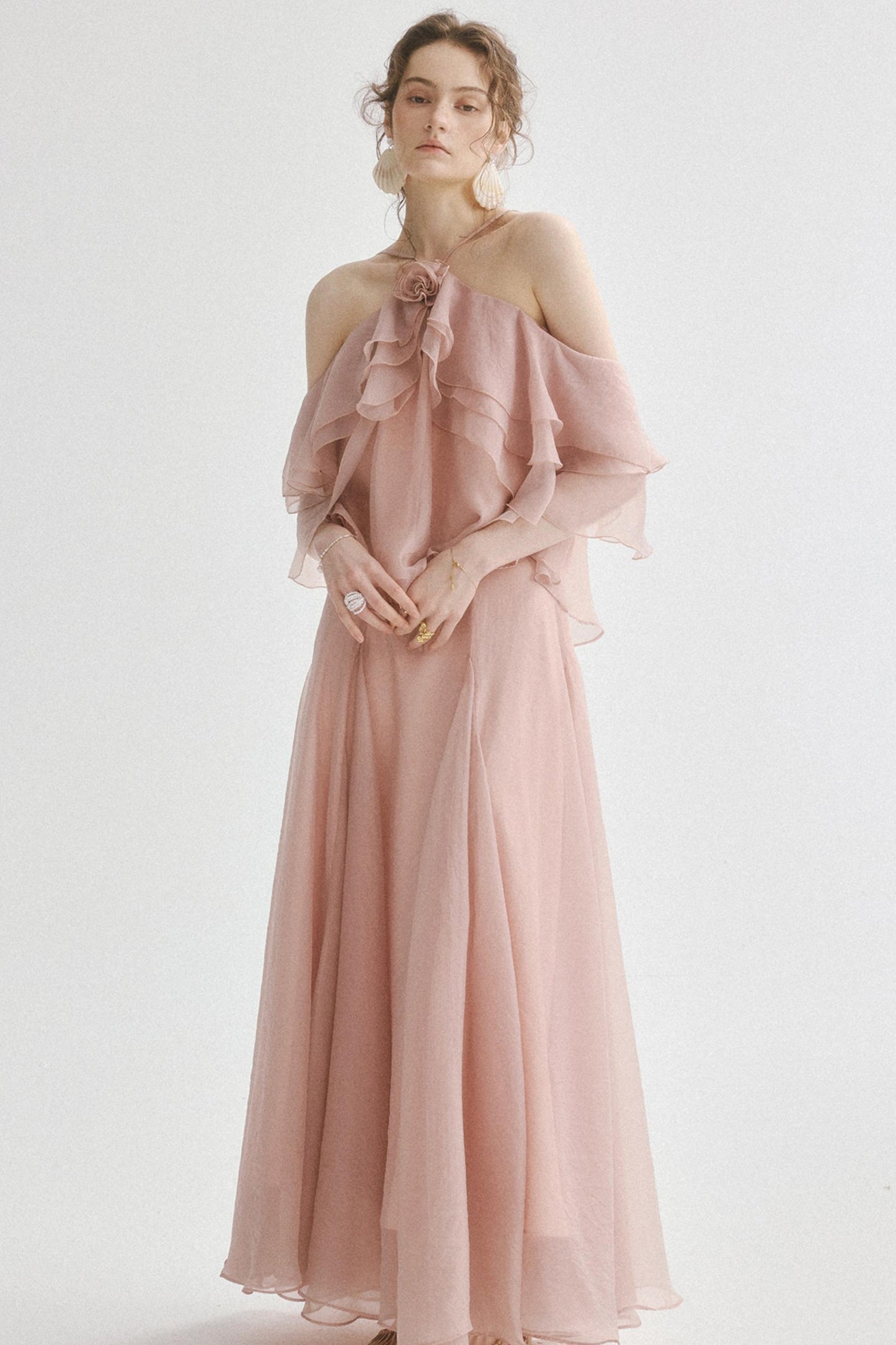 Aria French Vintage Two-Piece Halter Top & Maxi Skirt Co-Ords