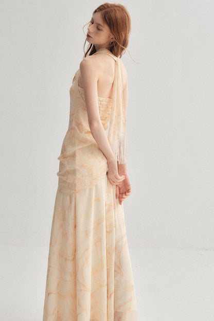 Aurelia French Resort Printed 3-Piece Halter Maxi Set