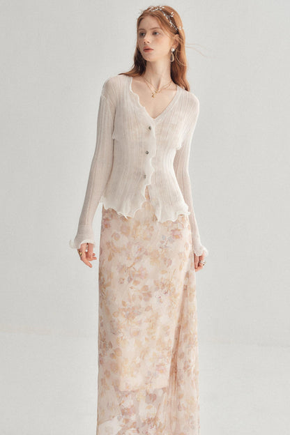 Lightweight V-Neck Knitted Sun Protection Cardigan Cover-Up