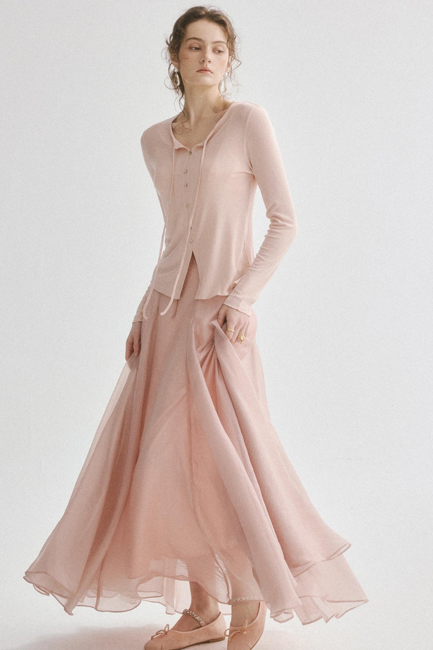 Aria French Vintage Two-Piece Halter Top & Maxi Skirt Co-Ords