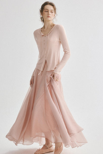Aria French Vintage Two-Piece Halter Top & Maxi Skirt Co-Ords