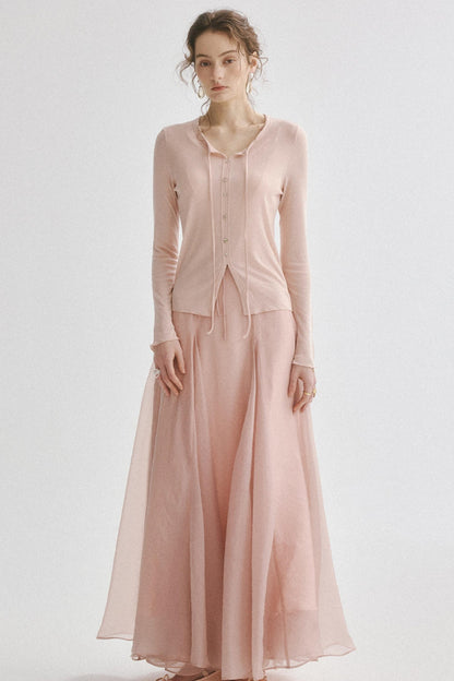 Aria French Vintage Two-Piece Halter Top & Maxi Skirt Co-Ords