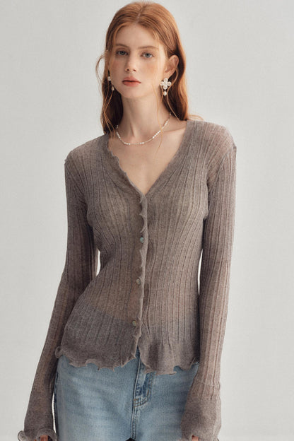 Lightweight V-Neck Knitted Sun Protection Cardigan Cover-Up