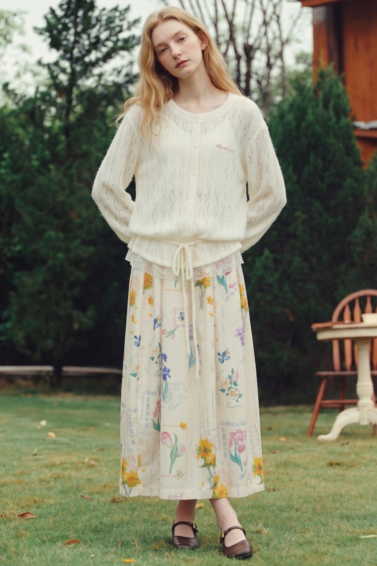 Van Gogh Cheese Floating Light Hollow Knit Cardigan