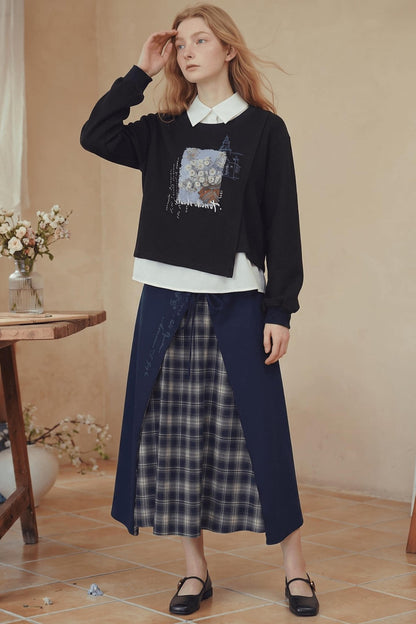 Van Gogh Plaid A-Line Skirt