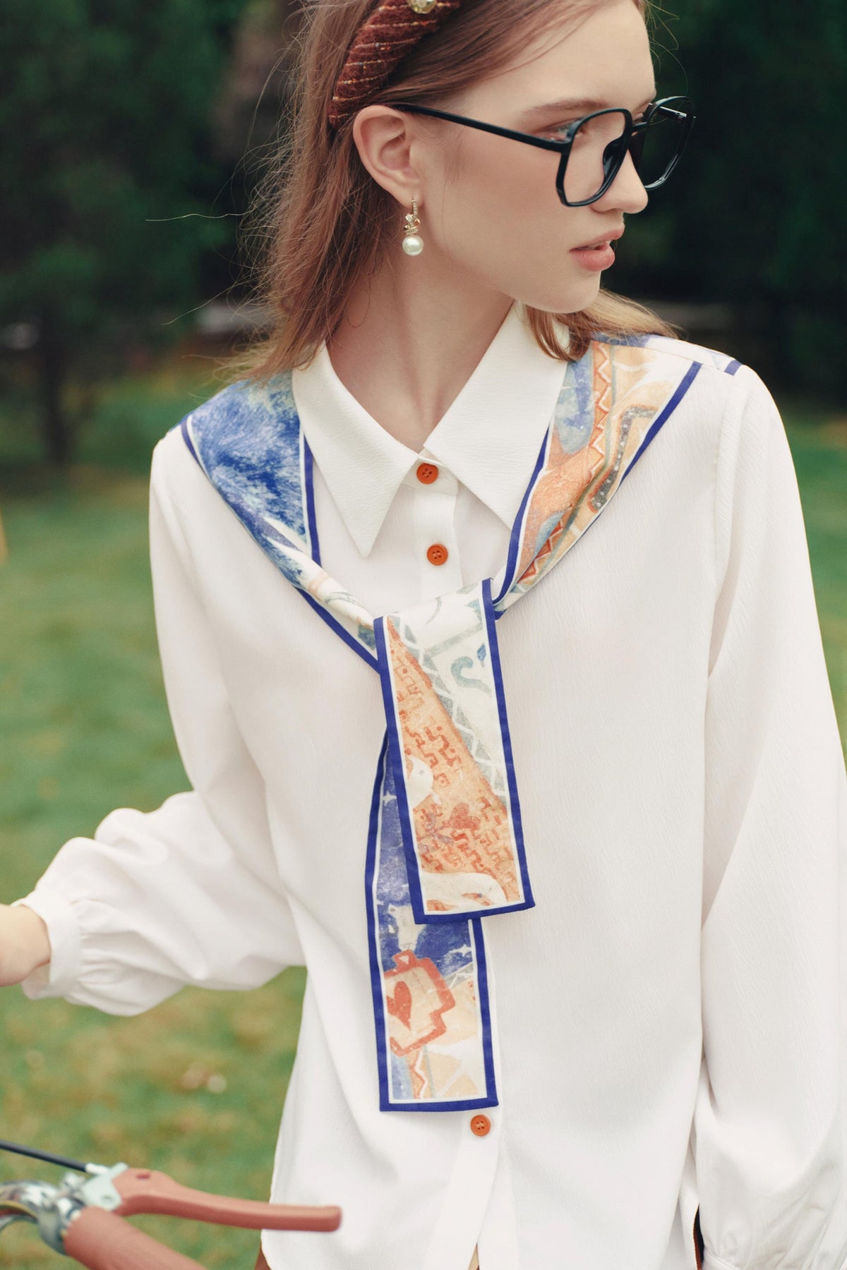 Artistic Patchwork Lantern Sleeve Shirt
