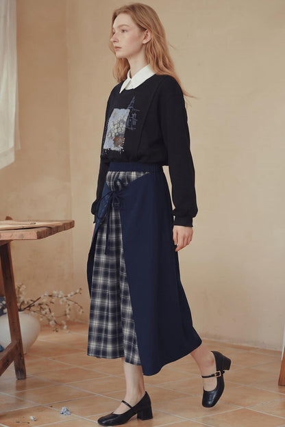 Van Gogh Plaid A-Line Skirt
