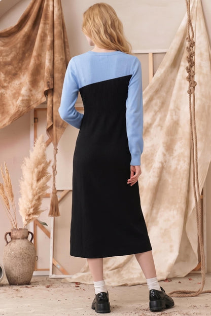 Monet Series Color-Block Towel Embroidery Dress