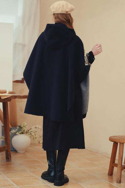 Van Gogh Art Reversible Jacquard Hooded Cape Coat