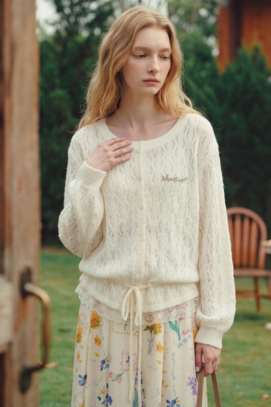 Van Gogh Cheese Floating Light Hollow Knit Cardigan
