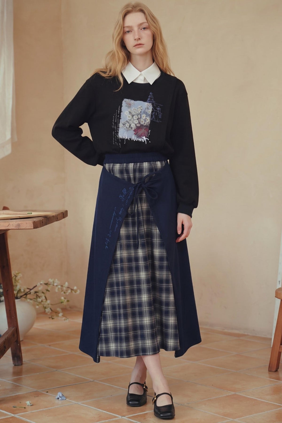 Van Gogh Plaid A-Line Skirt