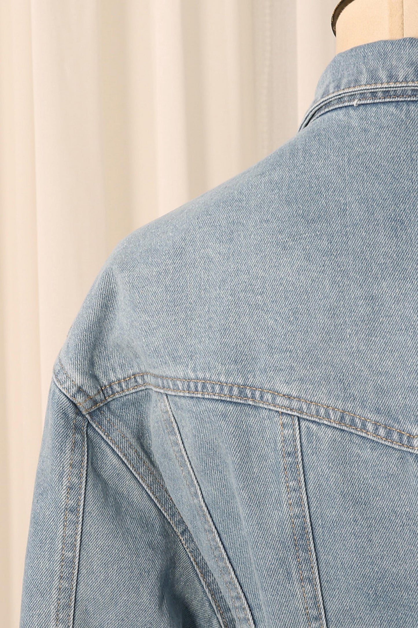 American Street Style Early Autumn Lapel Long-Sleeve Peplum Denim Jacket