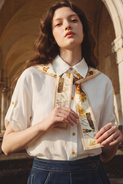 Van Gogh Art Print Patchwork Shirt