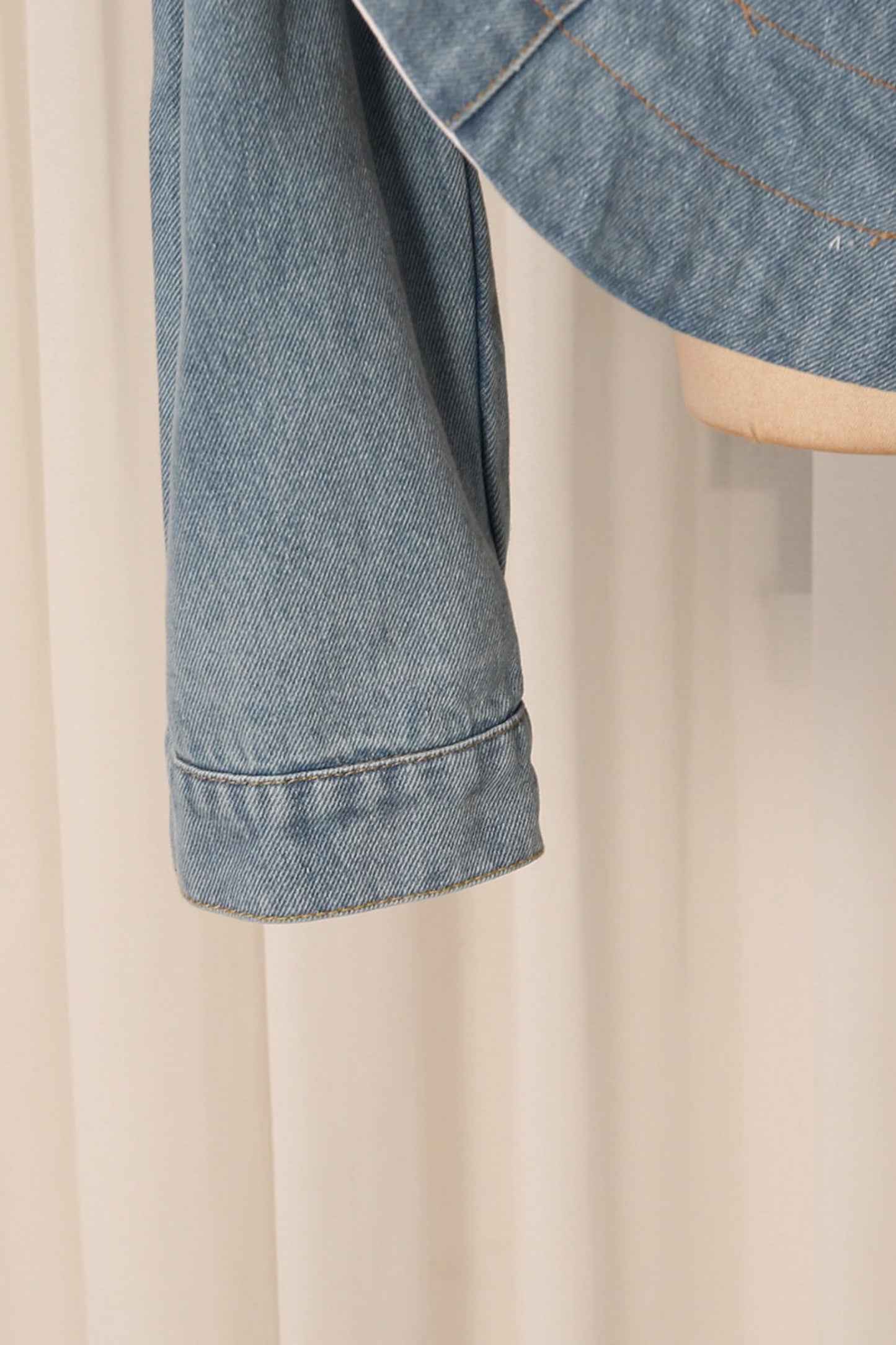 American Street Style Early Autumn Lapel Long-Sleeve Peplum Denim Jacket