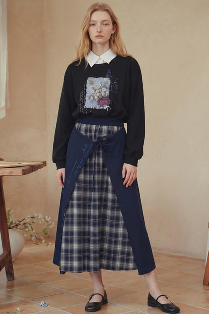 Van Gogh Plaid A-Line Skirt