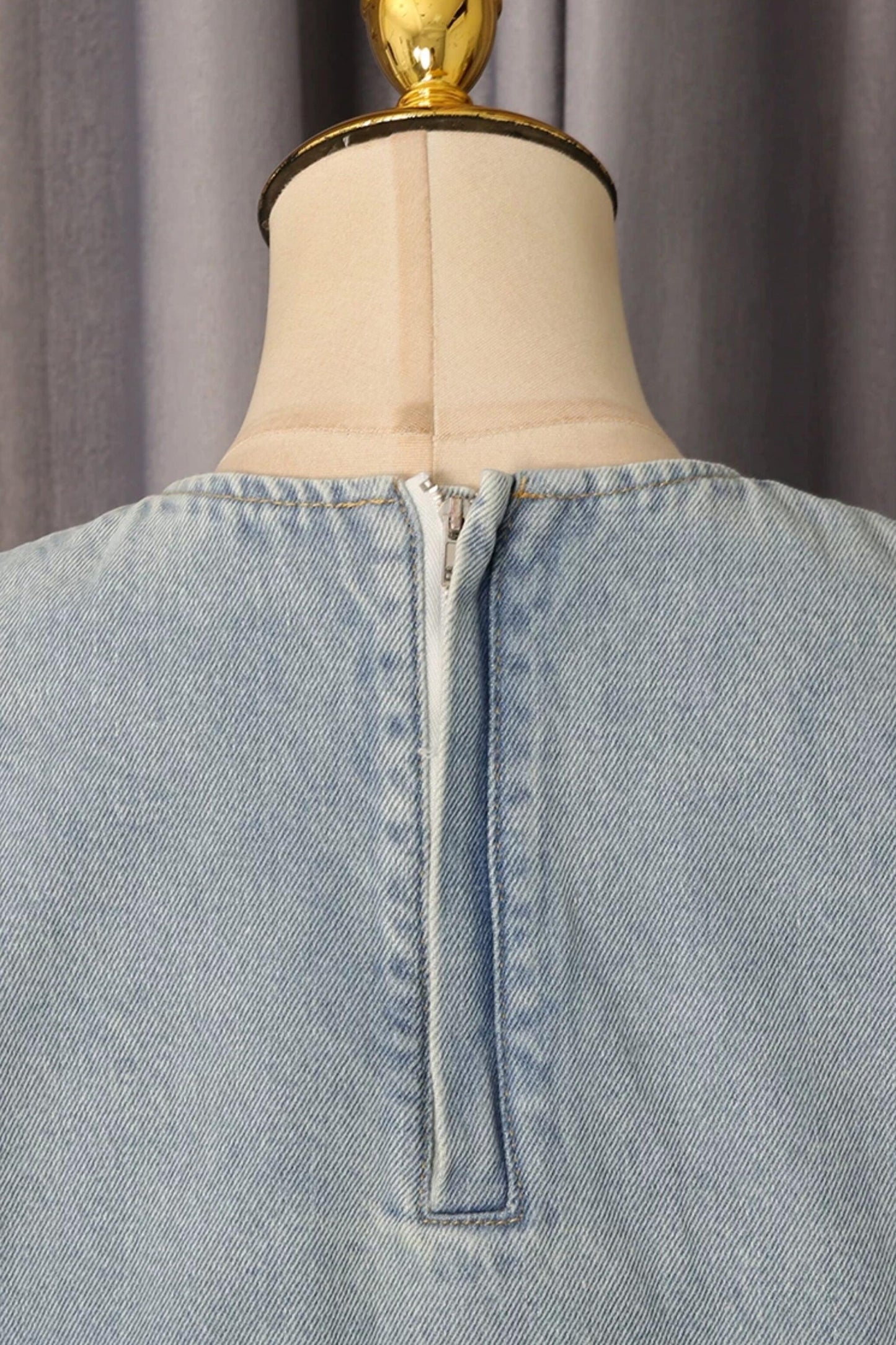 American Street Denim Crop Top & Ruffled Flared Pants Set