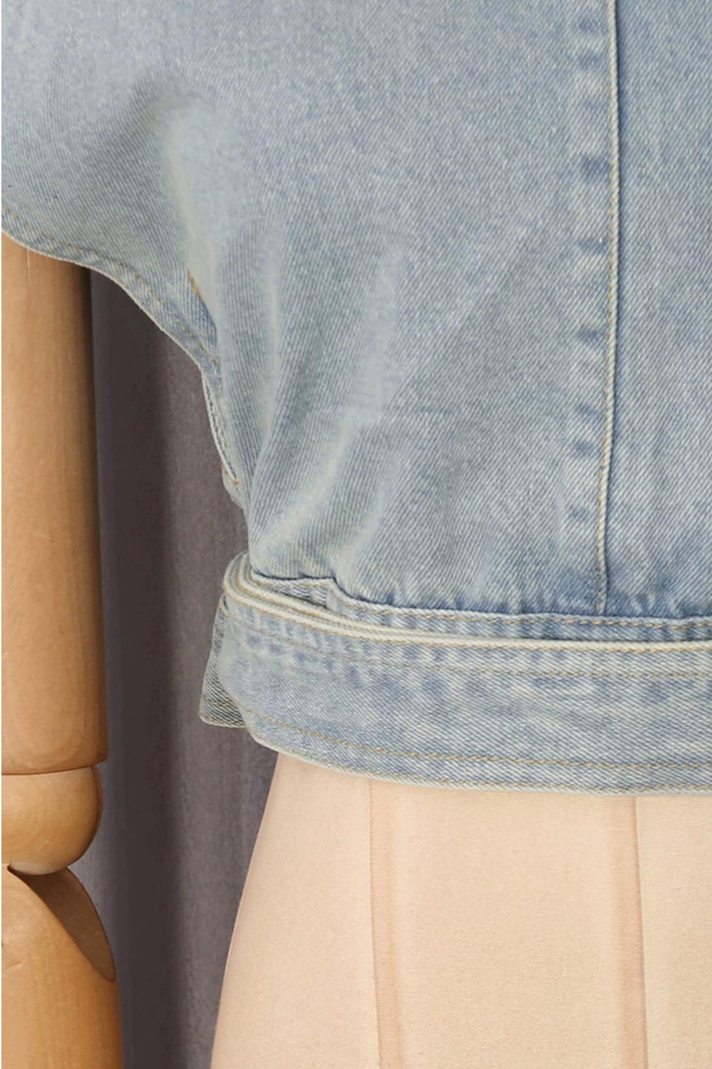 American Street Denim Crop Top & Ruffled Flared Pants Set