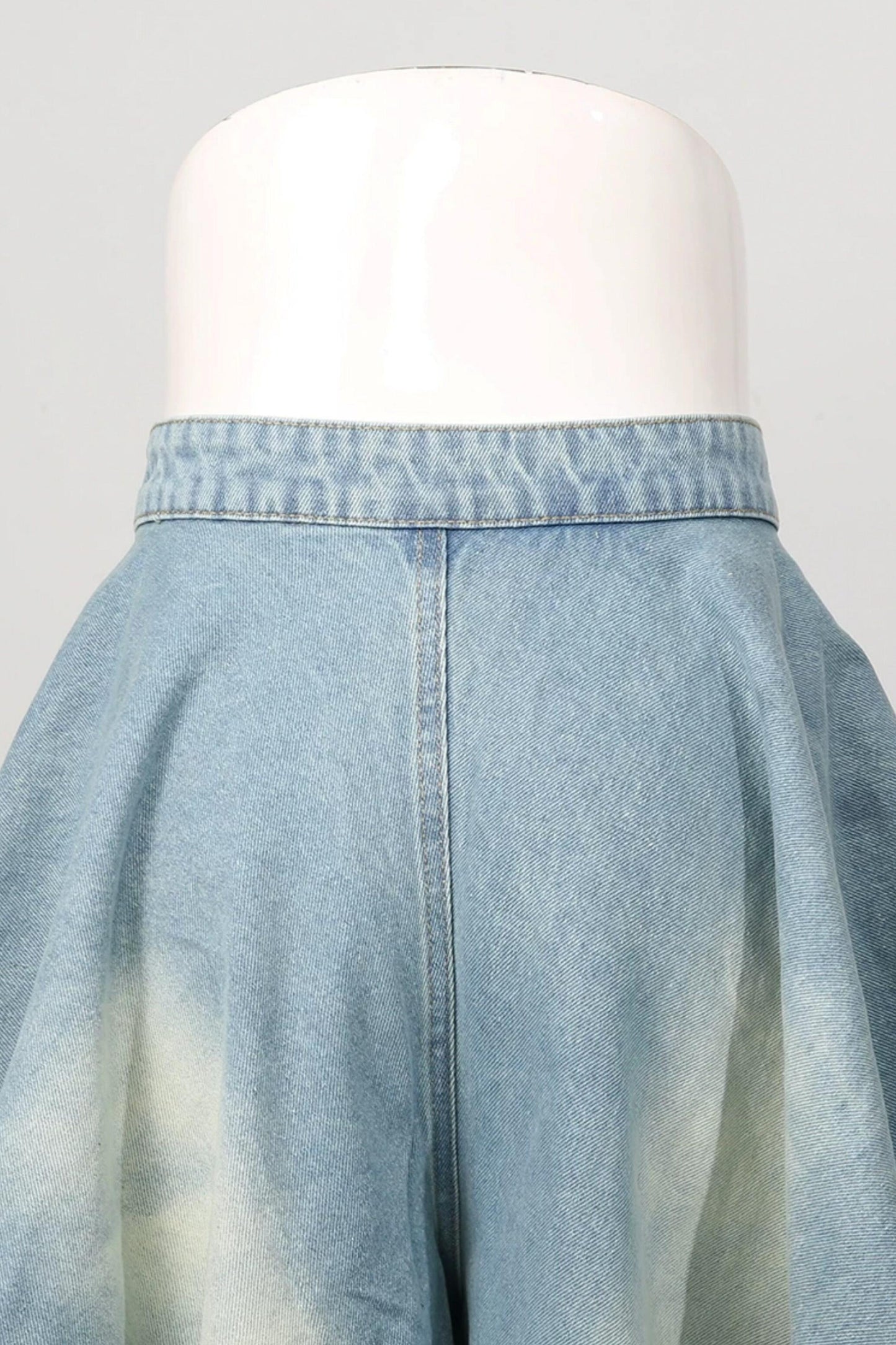 American Street Denim Crop Top & Ruffled Flared Pants Set