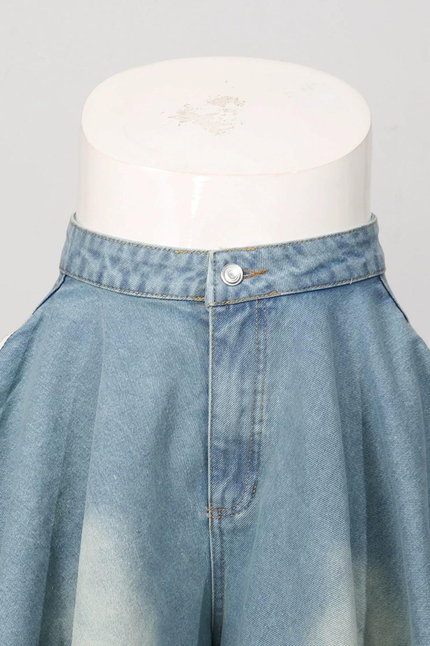 American Street Denim Crop Top & Ruffled Flared Pants Set
