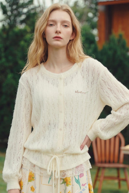 Van Gogh Cheese Floating Light Hollow Knit Cardigan