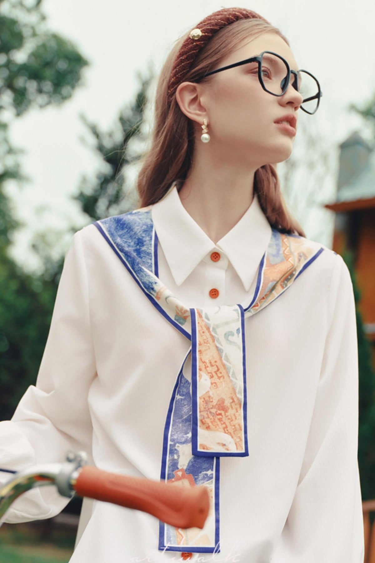 Artistic Patchwork Lantern Sleeve Shirt