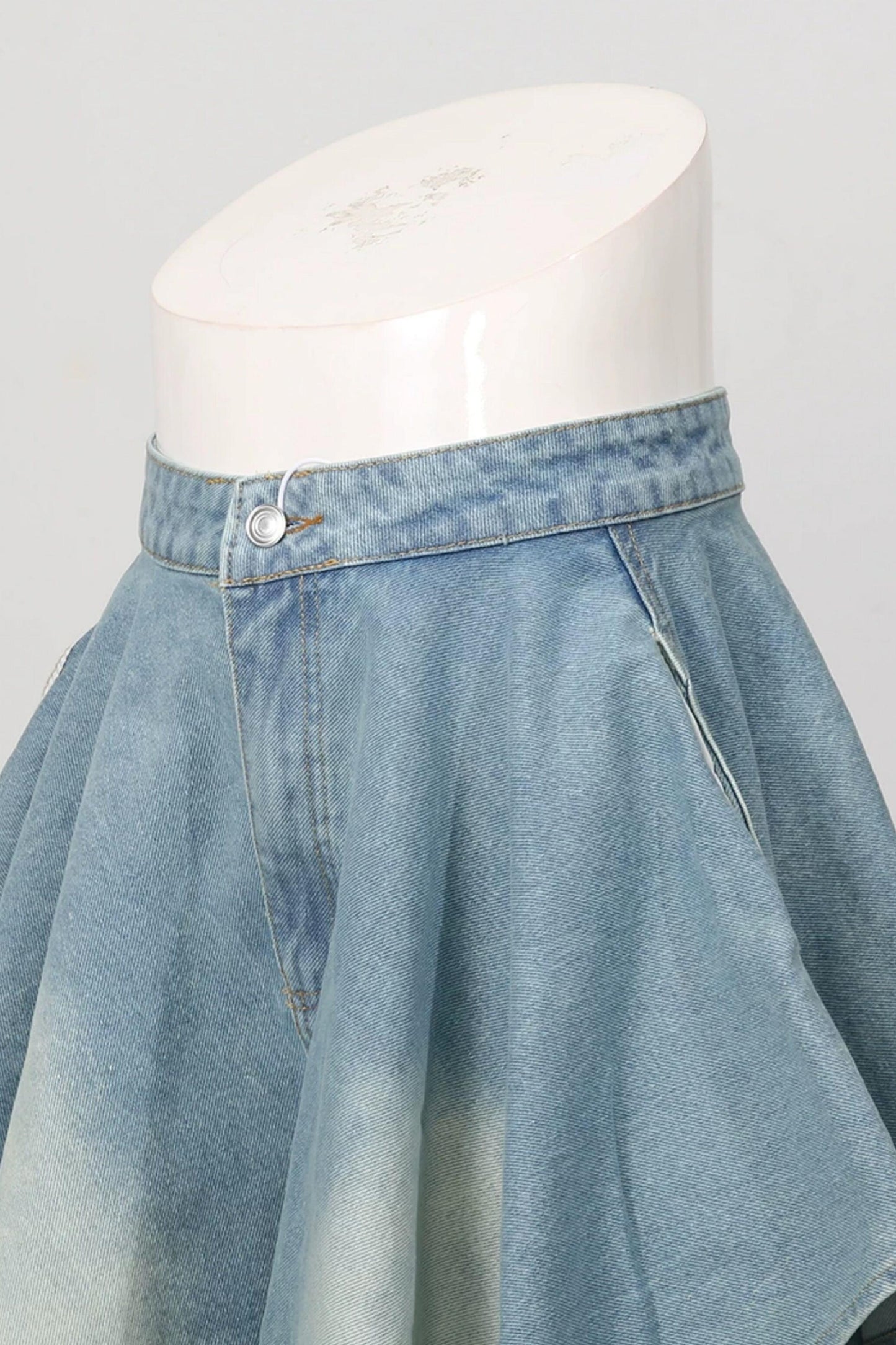 American Street Denim Crop Top & Ruffled Flared Pants Set