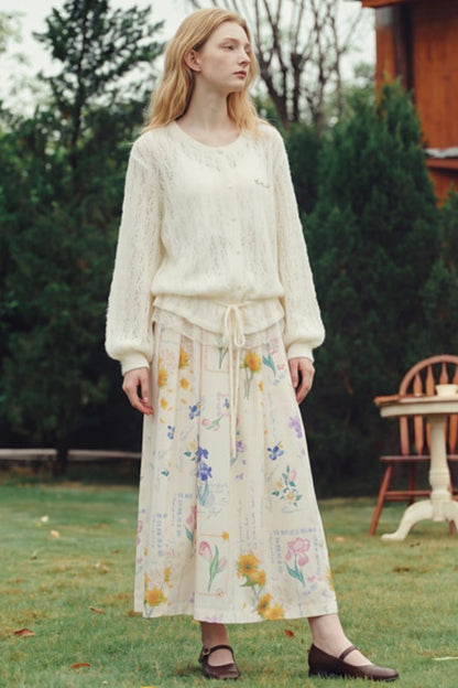 Van Gogh Cheese Floating Light Hollow Knit Cardigan
