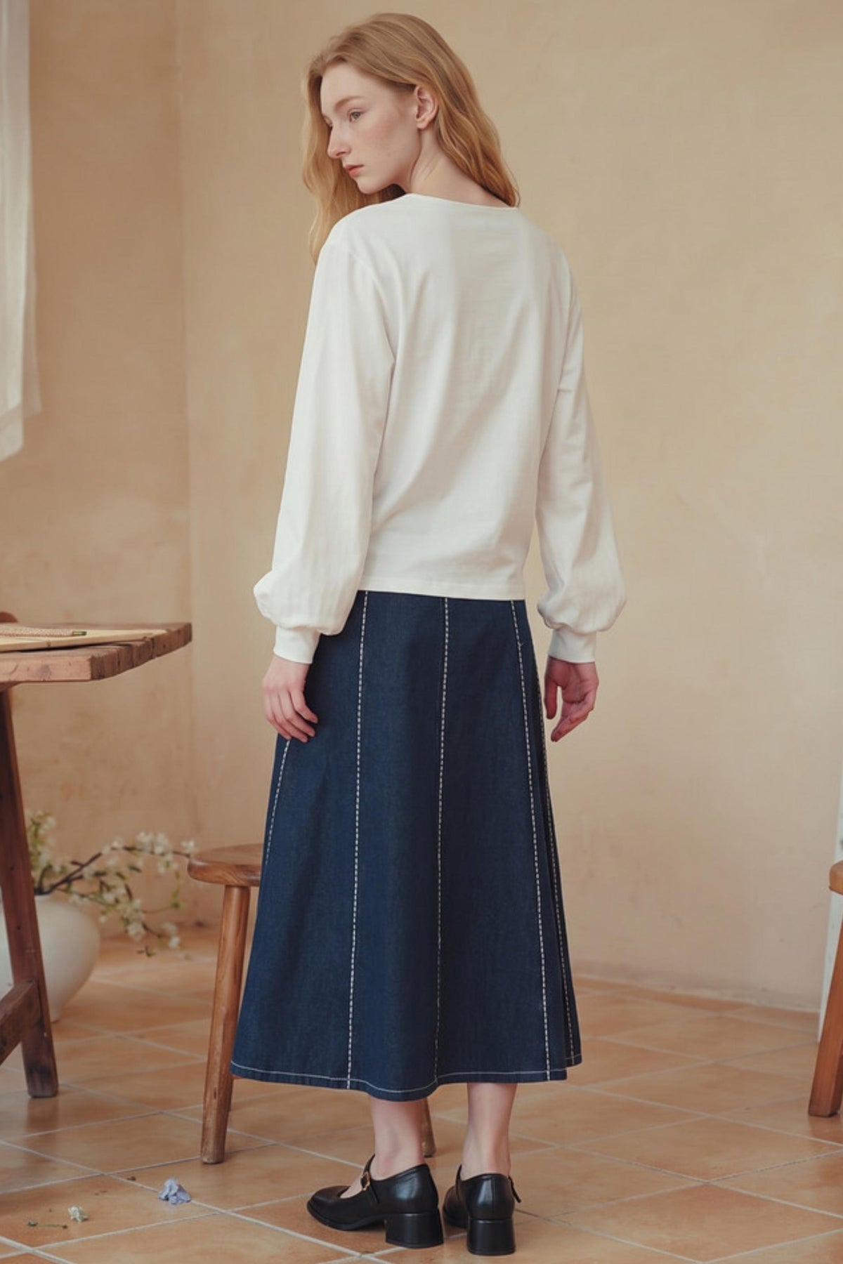 Double-Breasted V-Neck Loose Top