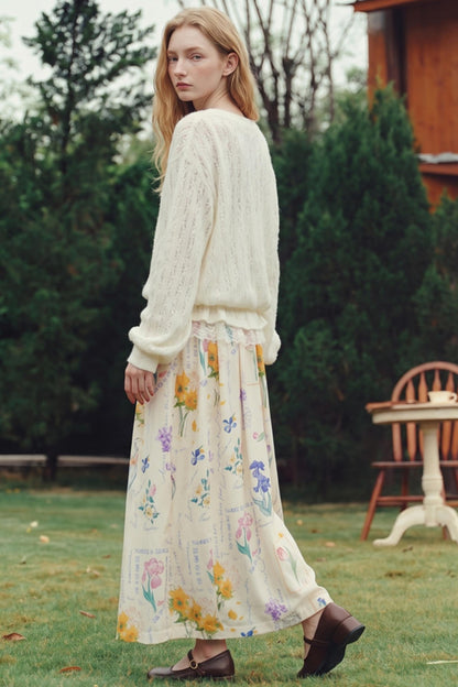 Van Gogh Cheese Floating Light Hollow Knit Cardigan