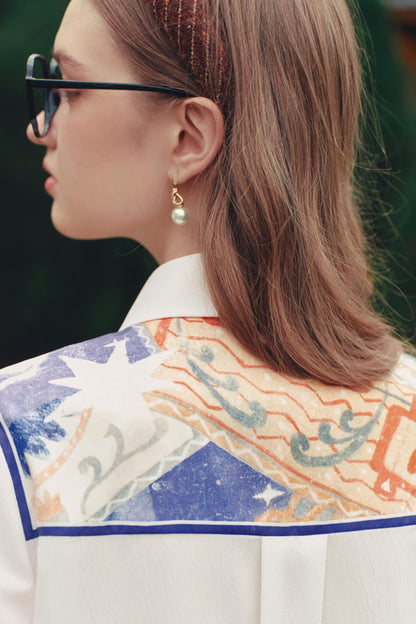 Artistic Patchwork Lantern Sleeve Shirt