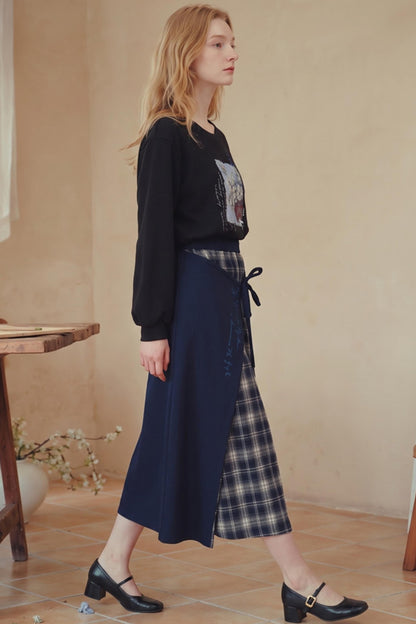 Van Gogh Plaid A-Line Skirt