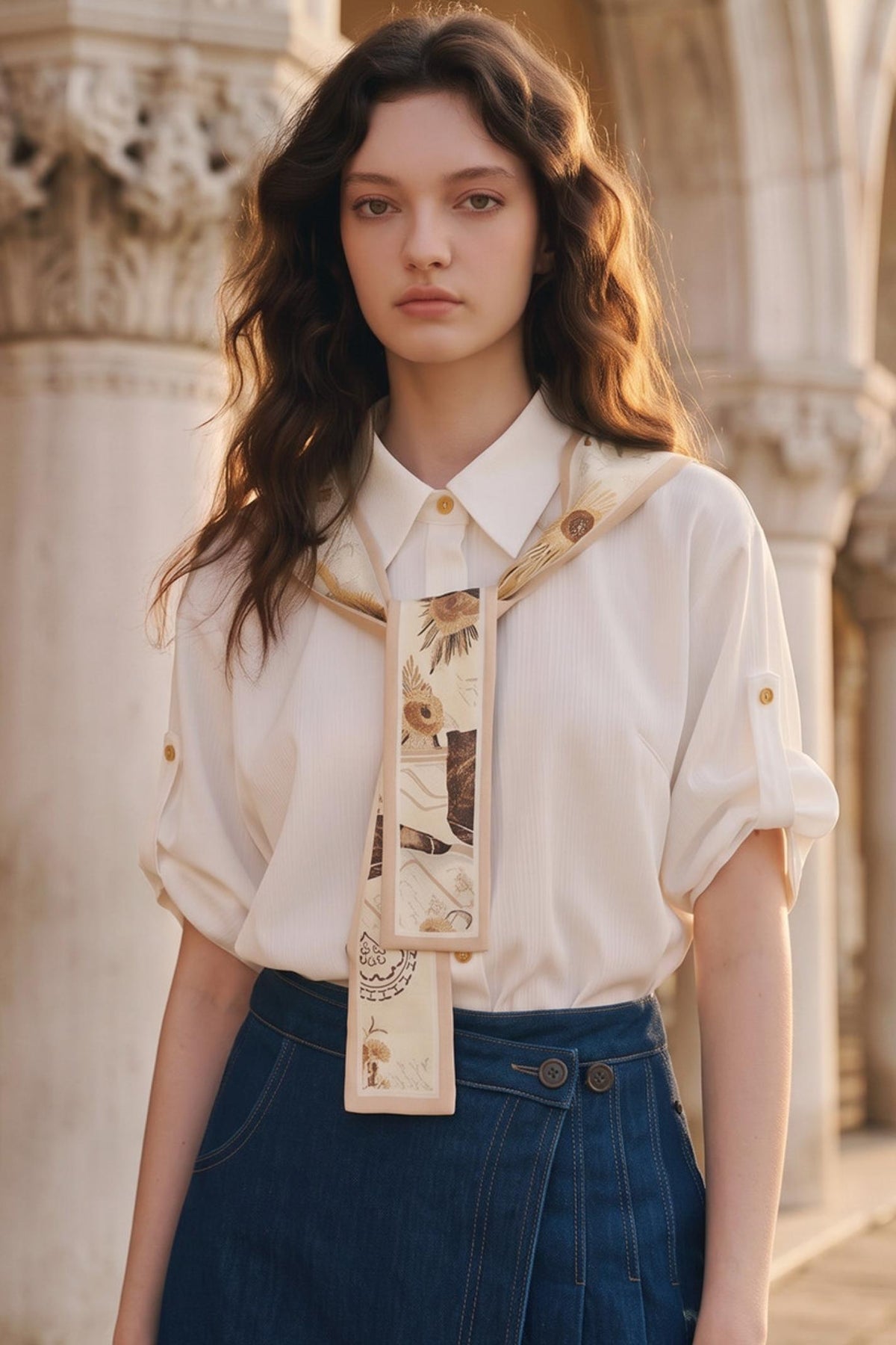 Van Gogh Art Print Patchwork Shirt