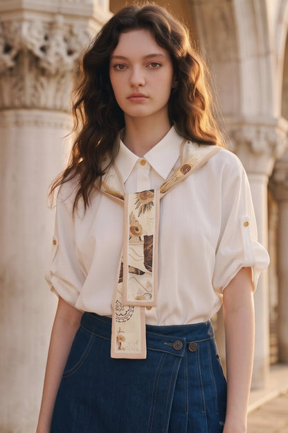 Van Gogh Art Print Patchwork Shirt