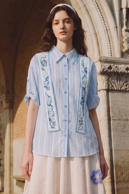 Van Gogh Art Print Patchwork Shirt