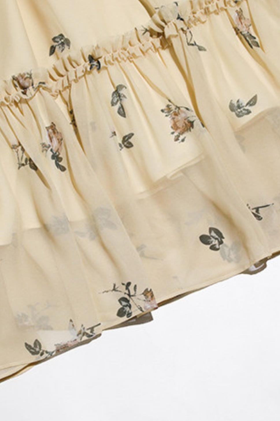 Amélie French Vintage Floral Chiffon Maxi Dress