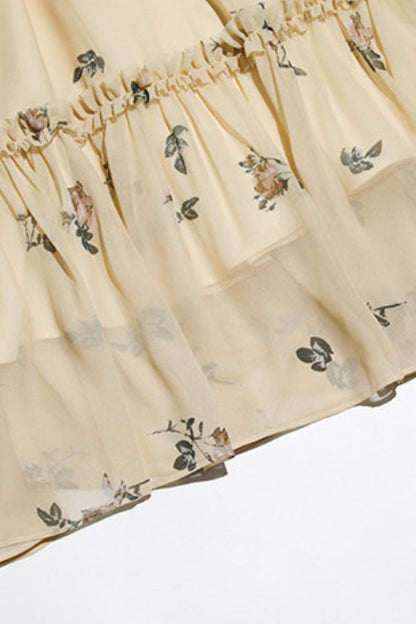 Amélie French Vintage Floral Chiffon Maxi Dress