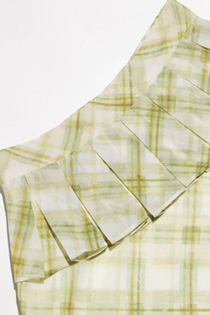 Seraphina French Vintage Plaid Chiffon Maxi Skirt