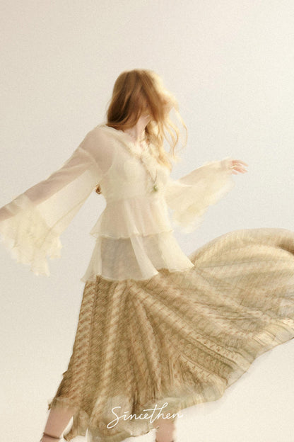 Chloé French Vintage Ruffled Chiffon Loose Blouse