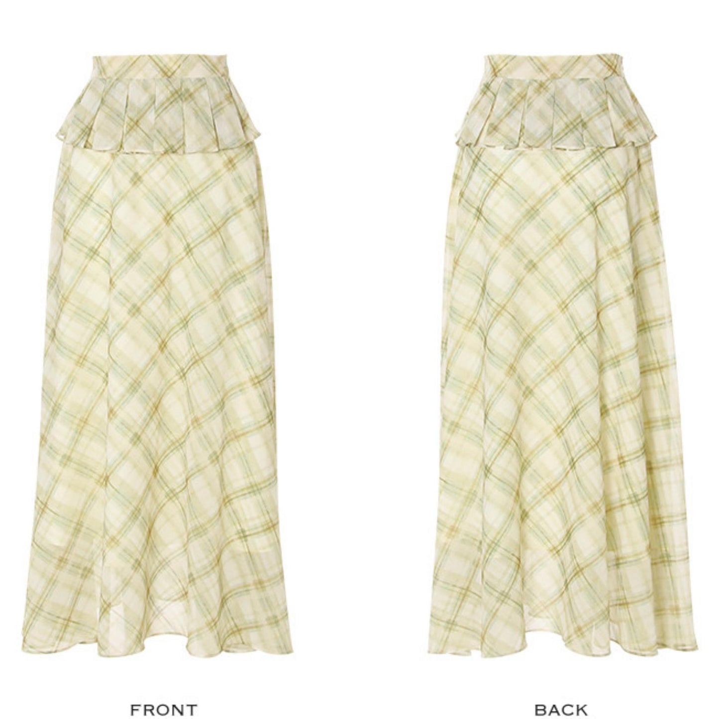 Seraphina French Vintage Plaid Chiffon Maxi Skirt